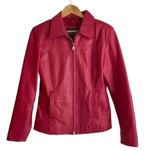 Boutique of Leathers Pink Zip Up 100% Leather Jacket Size 6